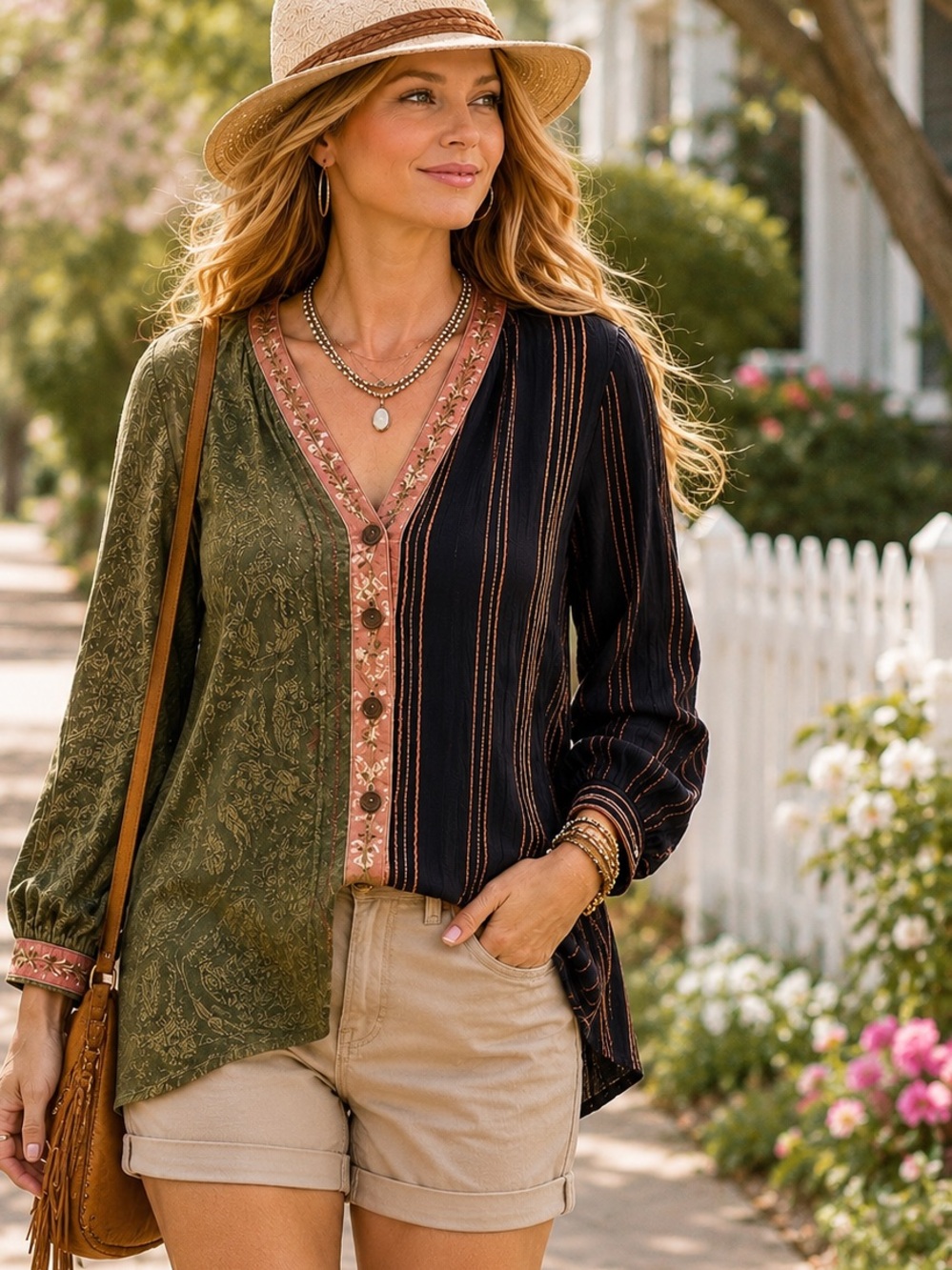 VTG Sacred Threads, Oversized Boho Buffon-Up Blouse, Such a COOL Design, Size S - Picture 3 of 8